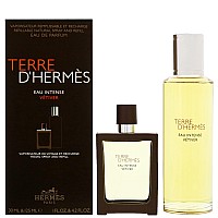 Hermes Terre Dhermes Eau Intense Vetiver 2 Piece Set For Men 42 Oz Eau De Parfum Refillable 10 Oz Eau De Parfum Refillabl