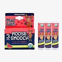 Mad Gabs Moose Smooch Watermelon Ice Lip Balm 3Pk Moisturizing And Certified Organic Made With Organic Olive Oil And Beeswa