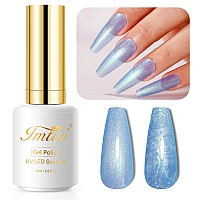 Imtiti Pearl Gel Nail Polish 05 Fl Oz Sky Blue Shell Shimmer Nail Gel Polish Iridescent Glitter Nail Polish Gel Spring Summer