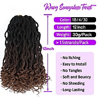 8Packs Wavy Senegalese Twist Crochet Hair 12 Inch For Black Women Pretwisted Kids Crochet Hair Braids Ends Synthetic Hair Exten