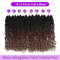 8Packs Wavy Senegalese Twist Crochet Hair 12 Inch For Black Women Pretwisted Kids Crochet Hair Braids Ends Synthetic Hair Exten