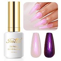 Imtiti Pearl Gel Nail Polish 05 Fl Oz Rose Purple Transparent Shell Shimmer Nail Gel Polish Mermaid Nail Drawing Gel Polish Ir