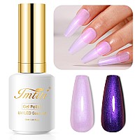 Imtiti Pearl Gel Nail Polish 05 Fl Oz Purple Transparent Shell Shimmer Nail Gel Polish Mermaid Nail Drawing Gel Polish Iridesc