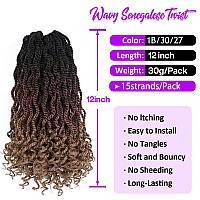 Fayasu Wavy Senegalese Twist Crochet Hair 12 Inch For Black Women Pretwisted Kids Crochet Hair 8Packs Braids Ends Synthetic Hai