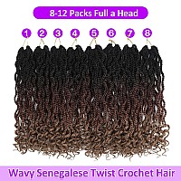 Fayasu Wavy Senegalese Twist Crochet Hair 12 Inch For Black Women Pretwisted Kids Crochet Hair 8Packs Braids Ends Synthetic Hai