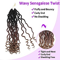 Fayasu Wavy Senegalese Twist Crochet Hair 12 Inch For Black Women Pretwisted Kids Crochet Hair 8Packs Braids Ends Synthetic Hai