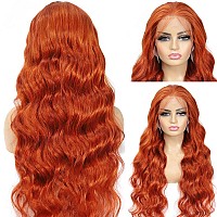 Saxio Ginger Orange Lace Front Wigs Human Hair 180 Density Body Wave 13X4 Hd Lace Front Wigs Human Hair Pre Plucked Ginger Wig