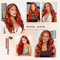 Saxio Ginger Orange Lace Front Wigs Human Hair 180 Density Body Wave 13X4 Hd Lace Front Wigs Human Hair Pre Plucked Ginger Wig