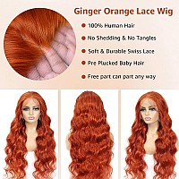 Saxio Ginger Orange Lace Front Wigs Human Hair 180 Density Body Wave 13X4 Hd Lace Front Wigs Human Hair Pre Plucked Ginger Wig