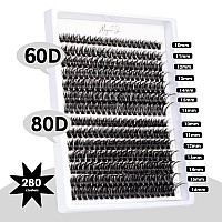 Lash Clusters 280Pcs 60D 80D Diy Thick Eyelash Extension D Curl 1016Mm Length Mixed Individual Lashes Volume Wispy Cluster Lash