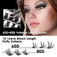 Lash Clusters 280Pcs 60D 80D Diy Thick Eyelash Extension D Curl 1016Mm Length Mixed Individual Lashes Volume Wispy Cluster Lash