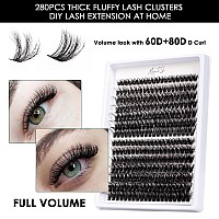 Lash Clusters 280Pcs 60D 80D Diy Thick Eyelash Extension D Curl 1016Mm Length Mixed Individual Lashes Volume Wispy Cluster Lash