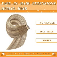 Tape In Hair Extensions 18 Inch Balayage Medium Brown Mixed Dark Blonde Tape In Hair Extensions Human Hair 20Pcs Tape Hair Exte