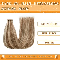 18 Inch Tape In Hair Extensions 20Pcs Straight Chestnut Brown Highlighted Bleach Blonde Human Hair Extensions Tape In Seamless