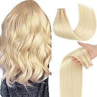 Tape In Hair Extensions 20Pcs 16 Inch Straight Balayage Ash Blonde Mixed Platinum Blonde Human Hair Extensions Tape Ins Invisib