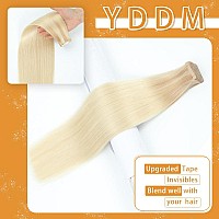 Tape In Hair Extensions 20Pcs 16 Inch Straight Balayage Ash Blonde Mixed Platinum Blonde Human Hair Extensions Tape Ins Invisib