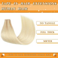 Tape In Hair Extensions 20Pcs 16 Inch Straight Balayage Ash Blonde Mixed Platinum Blonde Human Hair Extensions Tape Ins Invisib