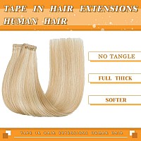 Tape In Hair Extensions Human Hair 22 Inch 20Pcs Ash Blonde Highlighted Bleach Blonde Remy Human Hair Extensions Tape In Straigh