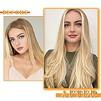 Tape In Hair Extensions Human Hair 22 Inch 20Pcs Ash Blonde Highlighted Bleach Blonde Remy Human Hair Extensions Tape In Straigh