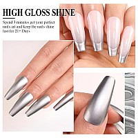 Imtiti Chrome Gel Nail Polish 15Ml Silver Metallic Gel Nail Polish Metal Mirror Effect Chrome Gel Polish Soak Off Uv Led Diy Na