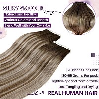 Laavoo Human Hair Tape In Extensions Seamless Tape In Hair Extensions Human Hair Ombre Darker Brown Fading To Ash Brown Mix Ligh