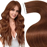 Laavoo Tape In Extensions Human Hair Auburn Brown Tape In Hair Extensions Auburn Red Tape Hair Extensions Real Human Hair Adhesi