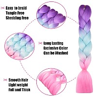 Bacana Ombre Braiding Hair Purple Blue Pink Mermaid Color 3Packs Jumbo Braiding Hair Supplies Kanekalon Synthetic Hair For Braid