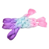 Bacana Ombre Braiding Hair Purple Blue Pink Mermaid Color 3Packs Jumbo Braiding Hair Supplies Kanekalon Synthetic Hair For Braid