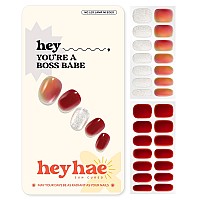 Heyhae Semi Cured Gel Nail Strips Sun Cured Gel Nail Wraps No Led Lamp Needed Easy Apply Remove Includes 28 Strips 1 Prep