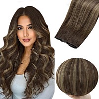 Full Shine Geniusw Weft Human Hair Extensions Color 282 Dark Brown Fading To Ash Brown Hair Extension For Women Hand Tied Exte