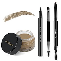 Lavone Eyebrow Stamp Pencil Kit For Eyebrows Makeup With Waterproof Eyebrow Pencil Eyeliner Eyebrow Pomade And Dualended Ey