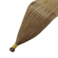 Full Shine Hand Tied Weft Human Hair Extensions For Women Color Light Brown To Dark Blonde Hair Extensions Real Human Hair Sew I