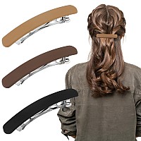 Atoden Womens Flat Hair Barrettes 3Pcs Matte French Clips For Thin Fine Or Short Medium Hair Khaki Brown Black Accessories