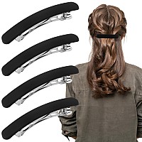 Atoden Hair Clip Black Matte Barrettes For Women 4Pcs Flat Hair Clips For Thin Fine Hair Hair Pins For Short Medium Hair Cut