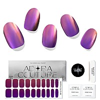 Adora Couture Semi Cured Gel Nail Strips 20Pcs Duochrome Purple Nail Art Gel Strips Nail Wraps For Women Gel Nail Stickers