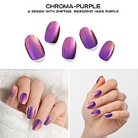 Adora Couture Semi Cured Gel Nail Strips 20Pcs Duochrome Purple Nail Art Gel Strips Nail Wraps For Women Gel Nail Stickers