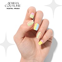 Semi Cured Gel Nail Strips 30Pcs Gel Nail Wraps Kit For Women Pastel Line Gel Wraps For Nails Gel Nail Stickers With Uv Li