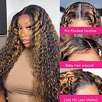 Kdmidun Highlight Lace Front Wig Human Hair Pre Plucked Fb27 Balayage 13X6 Ombre Lace Front Wigs Human Hair Deep Wave 180 Dens