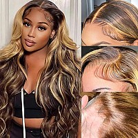 28 Inch Ombre Lace Front Wig Human Hair 427 13X4 Body Wave Highlight Lace Front Wig Human Hair Pre Plucked With Baby Hair Honey