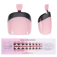 French Tips Gel X Nail Tips 240Pcs Glossy Blackpink French Press On Toe Nail Preapplied With A Tip Primer And Base Coat 15 S