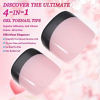 French Tips Gel X Nail Tips 240Pcs Glossy Blackpink French Press On Toe Nail Preapplied With A Tip Primer And Base Coat 15 S