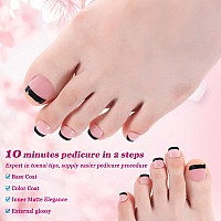 French Tips Gel X Nail Tips 240Pcs Glossy Blackpink French Press On Toe Nail Preapplied With A Tip Primer And Base Coat 15 S