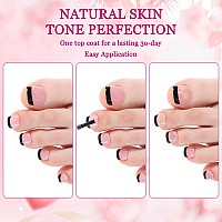 French Tips Gel X Nail Tips 240Pcs Glossy Blackpink French Press On Toe Nail Preapplied With A Tip Primer And Base Coat 15 S