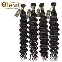 Qthair 14A Brazilian Loose Deep Wave Human Hair Bundles For All Women 18 20 22 24 400G Loose Deep Curly Bundles Human