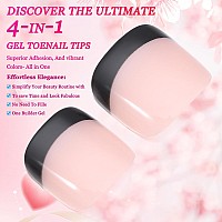 French Tips Gel X Nail Tips 240Pcs Glossy Blacklight Natural White French Press On Toe Nail Preapplied With A Tip Primer And