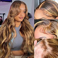 Cekmon Ombre Lace Front Wig Human Hair 180 Density 13X4 427 Highlight Lace Front Wig Human Hair Body Wave Lace Front Wigs Huma