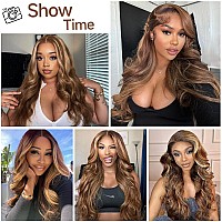 Cekmon Ombre Lace Front Wig Human Hair 180 Density 13X4 427 Highlight Lace Front Wig Human Hair Body Wave Lace Front Wigs Huma