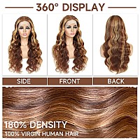 Cekmon Ombre Lace Front Wig Human Hair 180 Density 13X4 427 Highlight Lace Front Wig Human Hair Body Wave Lace Front Wigs Huma