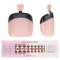 French Tips Gel X Nail Tips 240Pcs Glossy Blackdeep Bronze French Press On Toe Nail Preapplied With A Tip Primer And Base Coa