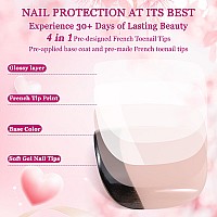 French Tips Gel X Nail Tips 240Pcs Glossy Blackdeep Bronze French Press On Toe Nail Preapplied With A Tip Primer And Base Coa